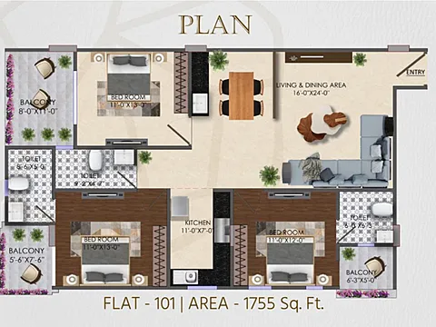 3Bhk Semi Furnished & Furnished Flat