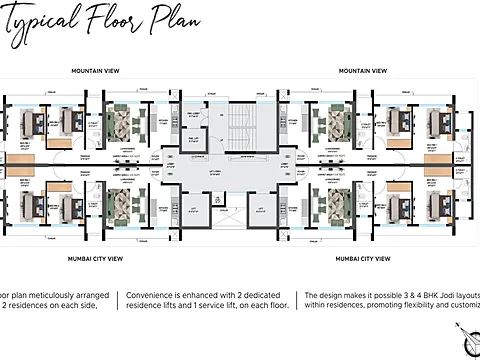 2+2Bhk Jodi 4Bhk Apartment