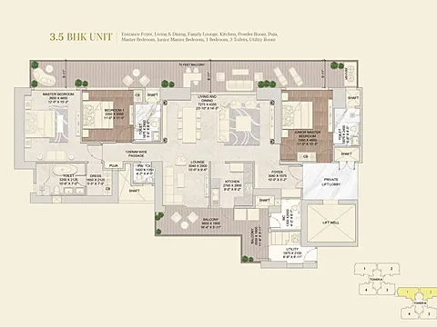 3 BHK + Servant