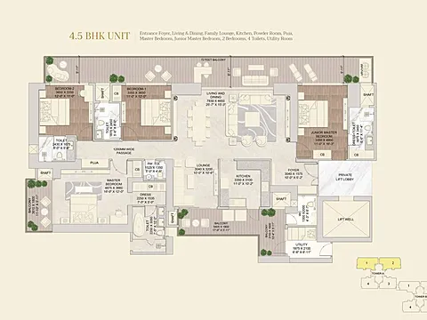 4 BHK + Servant Room Apartment