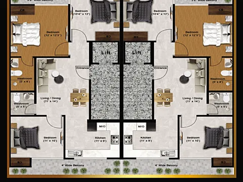 3 BHK + 2T Apartment