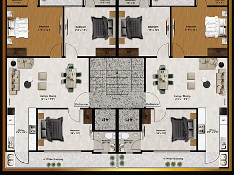 3 BHK + 3T Apartment