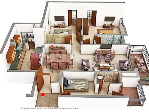 2 BHK Apartment + Servant Room