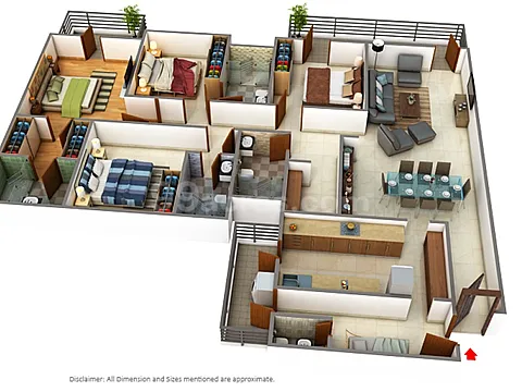 4 BHK Apartment + Servant Room