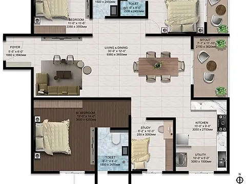 Specious 3.5 BHK Corner Apartment