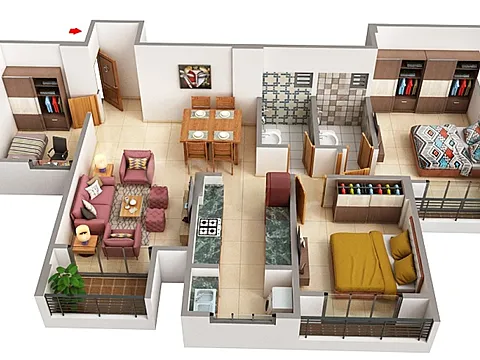 Luxurious 2BHK + Study Room Apartment