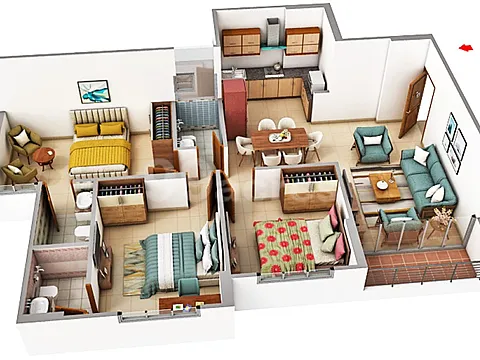 Spacious 3 BHK Luxury Apartment