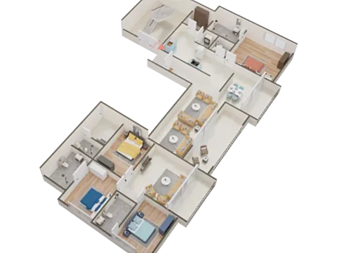4BHK Flat  with Balcony View